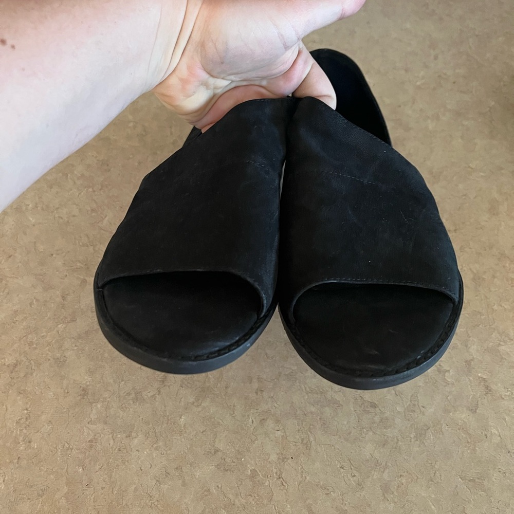 Eileen Fisher Black Suede Open-Toe Sandals - Picture 5 of 5